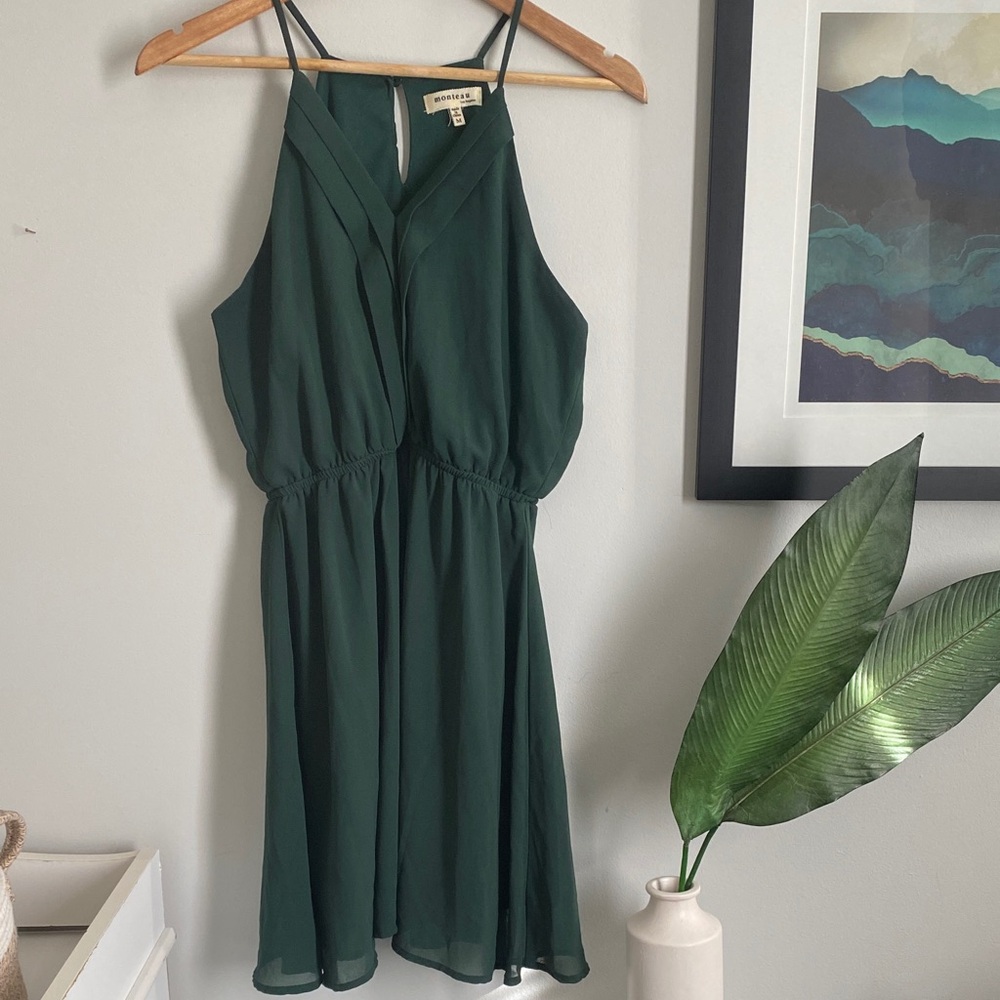 Monteau Dark Green Sleeveless Mini Dress